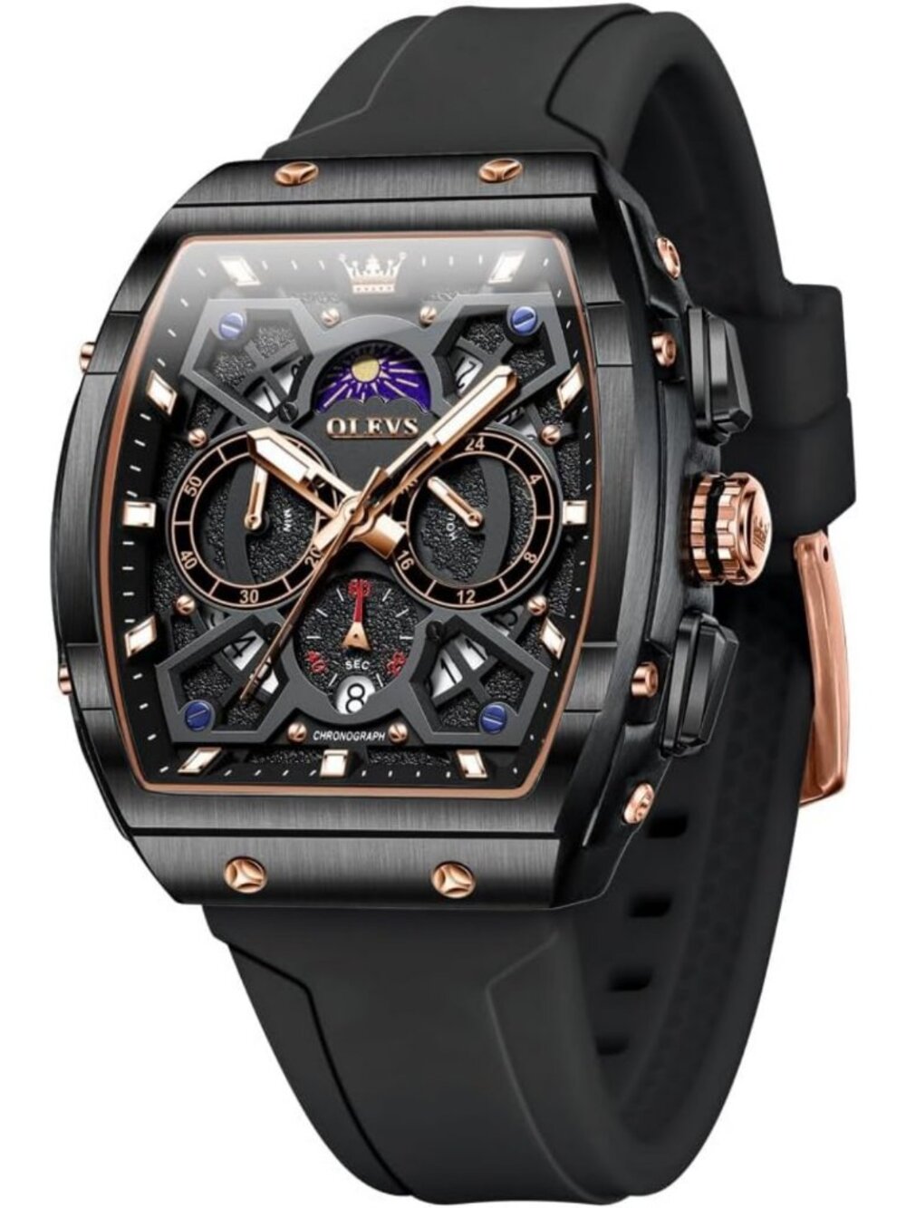 Luxury Men's Square Skeleton Chronograph Watch - Casual Style, Elegant Design